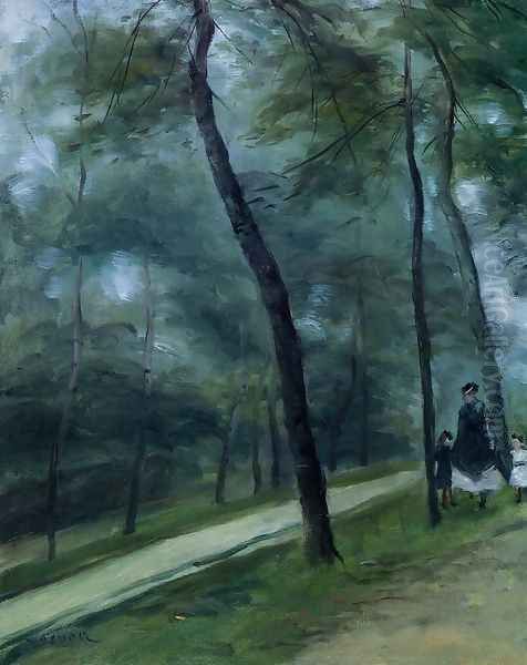 A Walk In The Woods Aka Madame Lecoeur And Her Children Oil Painting by Pierre Auguste Renoir