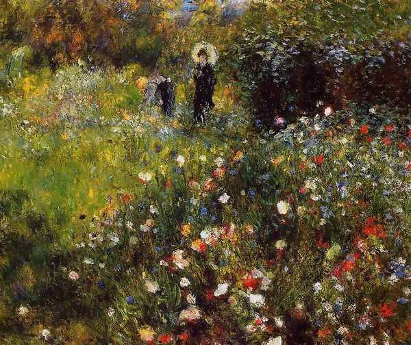 Summer Landscape Aka Woman With A Parasol In A Garden Oil Painting by Pierre Auguste Renoir