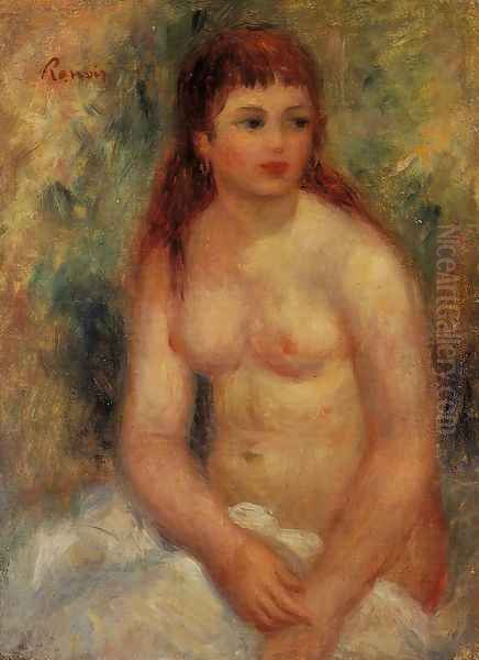 Seated Young Woman Nude Oil Painting by Pierre Auguste Renoir