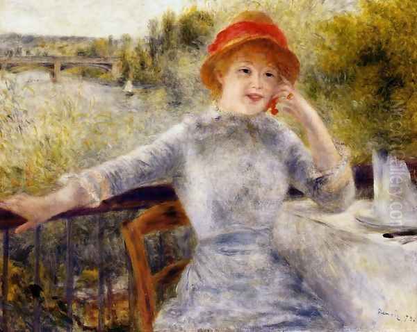 Alphonsine Fournaise On The Isle Of Chatou Oil Painting by Pierre Auguste Renoir