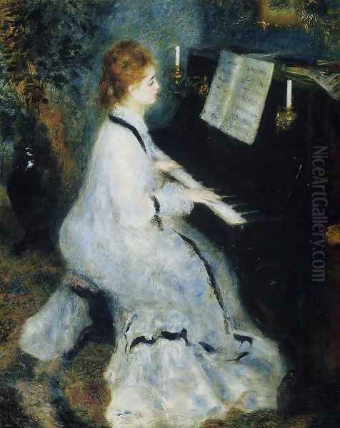 Young Woman At The Piano Oil Painting by Pierre Auguste Renoir