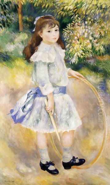 Girl With A Hoop Oil Painting by Pierre Auguste Renoir