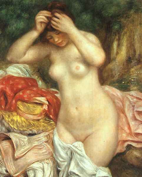 Bather Arranging Her Hair Oil Painting by Pierre Auguste Renoir