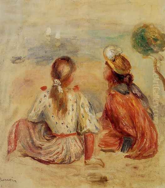 Young Girls On The Beach Oil Painting by Pierre Auguste Renoir