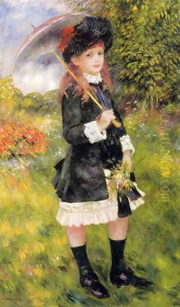 Girl With A Parasol Aka Aline Nunes Oil Painting by Pierre Auguste Renoir