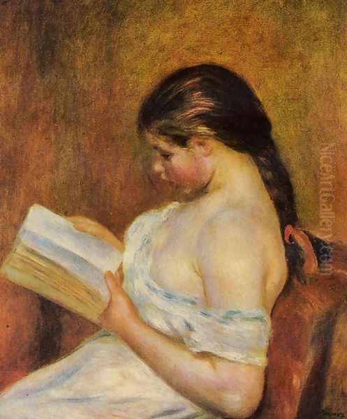 Young Girl Reading Oil Painting by Pierre Auguste Renoir