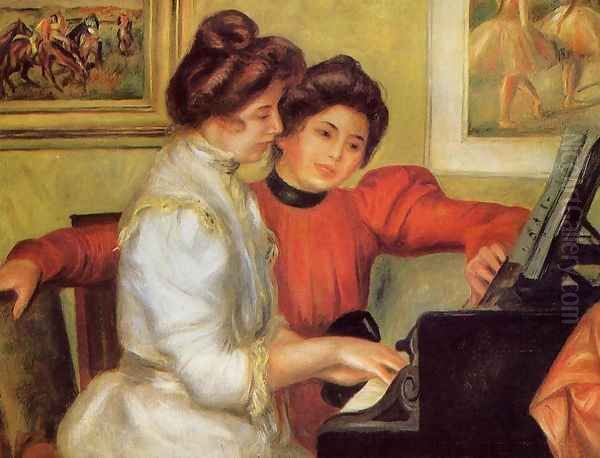 Yvonne And Christine Lerolle At The Piano Oil Painting by Pierre Auguste Renoir