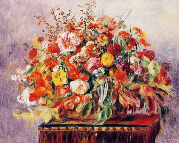 Basket Of Flowers Oil Painting by Pierre Auguste Renoir