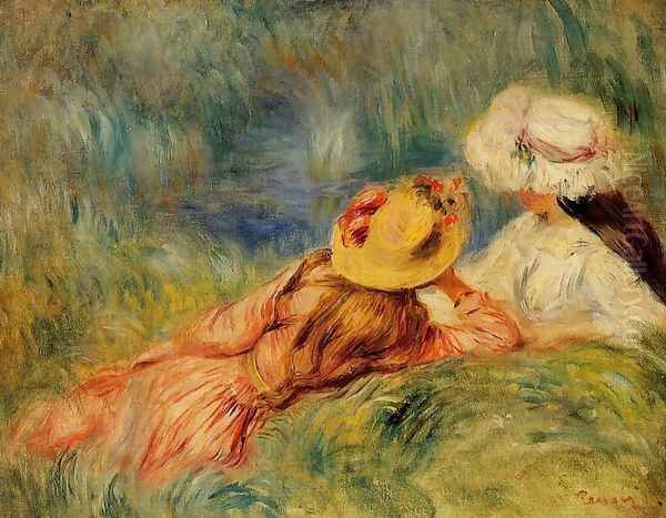 Young Girls By The Water Oil Painting by Pierre Auguste Renoir