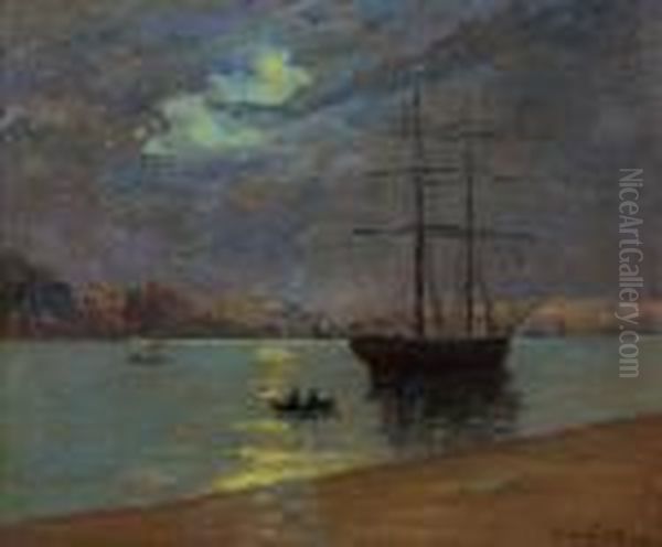 Brume Le Soir A Nantes Oil Painting by Maxime Maufra