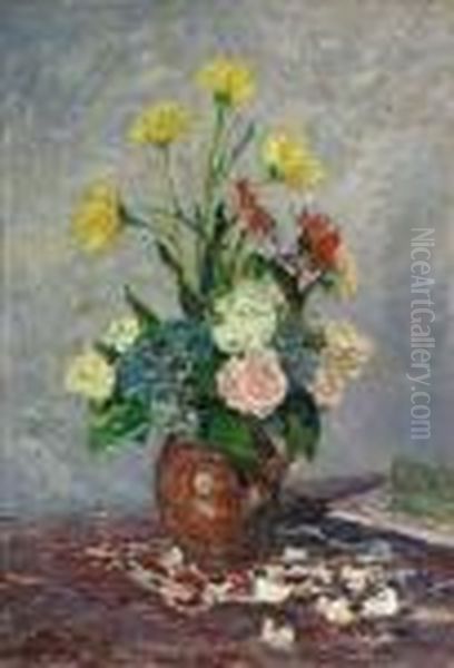 Fleurs Divers Dans Unpot Oil Painting by Maxime Maufra