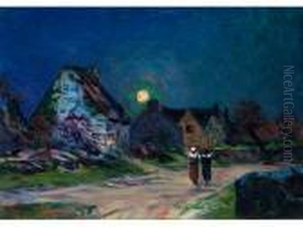 Dorf Im Mondschein Oil Painting by Maxime Maufra