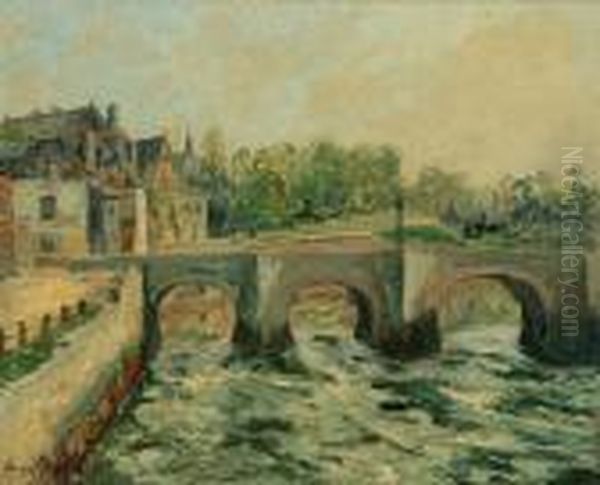 Le Pont-neuf, Saint-goustan, Auray Oil Painting by Maxime Maufra