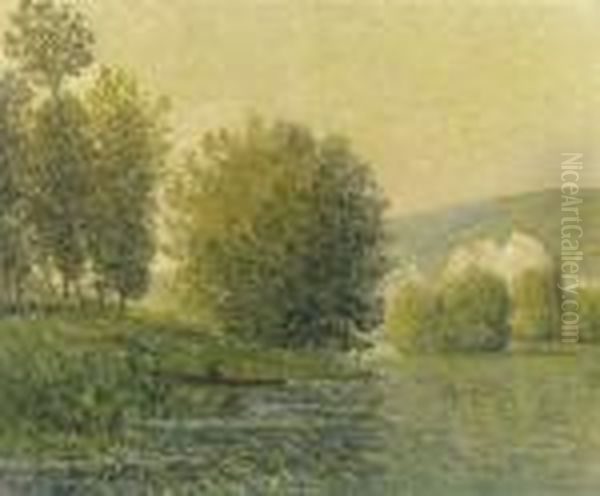 Soleil D'or, Soir Aux Andelys, Eure Oil Painting by Maxime Maufra