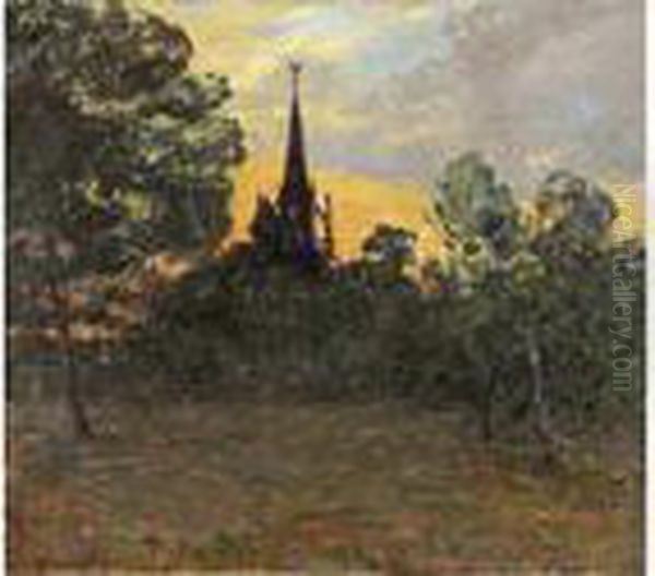 Paysage Avecclocher Au Crepuscule Oil Painting by Maxime Maufra