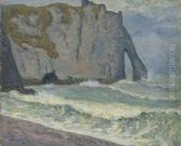 La Mer A Etretat Oil Painting by Maxime Maufra