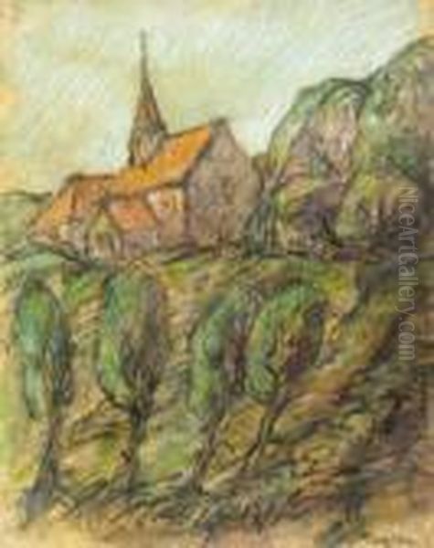 The Church In Bretagne Oil Painting by Maxime Maufra