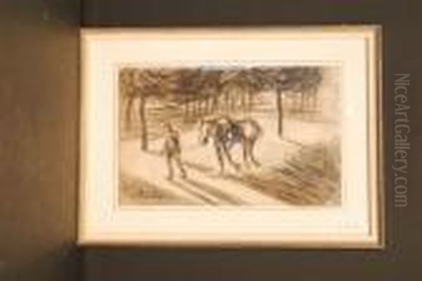 Cheval Et Personnage Dans Un Parc Oil Painting by Maxime Maufra