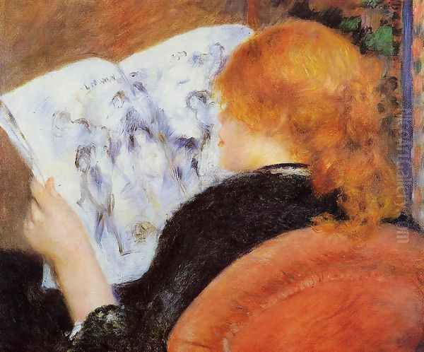 Young Woman Reading An Illustrated Journal Oil Painting by Pierre Auguste Renoir