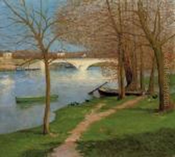 Pont Sur La Loire Oil Painting by Maxime Maufra