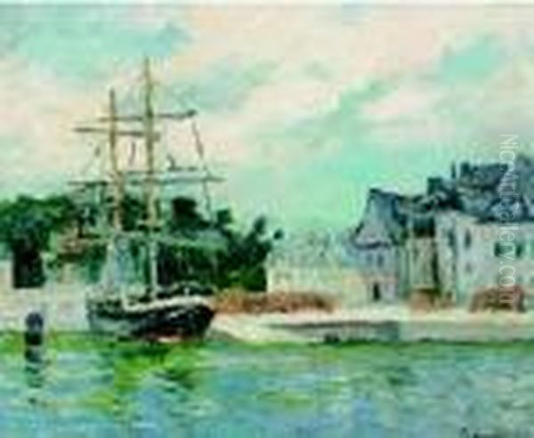 Le Brick Au Quai, Auray Oil Painting by Maxime Maufra