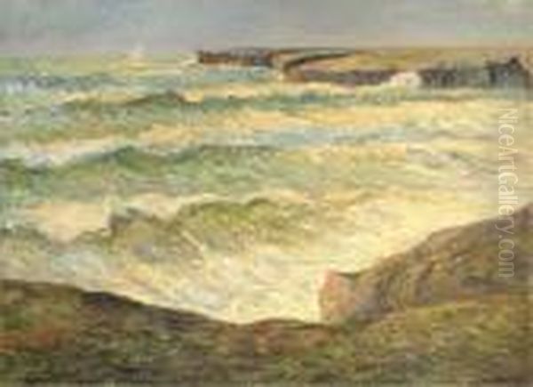 Forte Houle A Donant, Belle Ile Oil Painting by Maxime Maufra