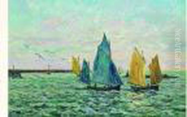 La Rentree Des Bateaux Crevettiers, Le Croisic Oil Painting by Maxime Maufra