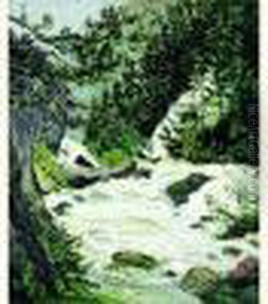 La Cascade A Pralognan (savoie) Oil Painting by Maxime Maufra