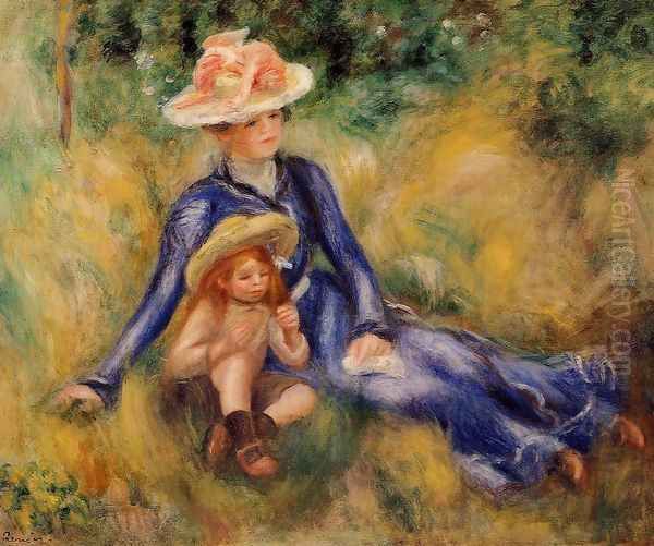 Yvonne And Jean Oil Painting by Pierre Auguste Renoir