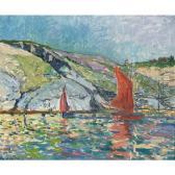 Voiliers Au Large De La Cote Oil Painting by Maxime Maufra