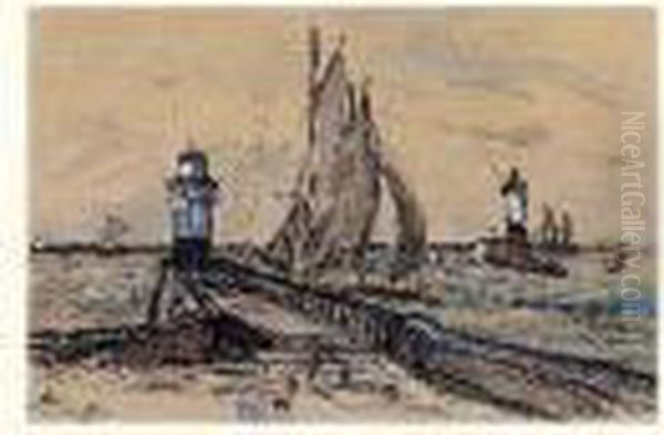 Les Phares Du Havre Oil Painting by Maxime Maufra