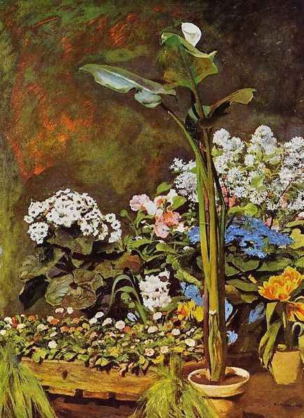 Arum And Conservatory Plants Oil Painting by Pierre Auguste Renoir