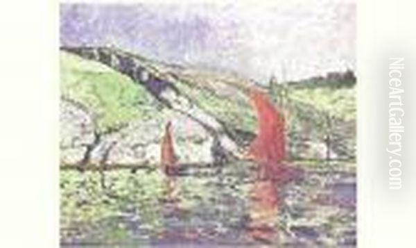 Voiliers Au Large De La Cote Oil Painting by Maxime Maufra