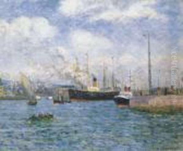 Sortie D'un Transport Au Havre Oil Painting by Maxime Maufra