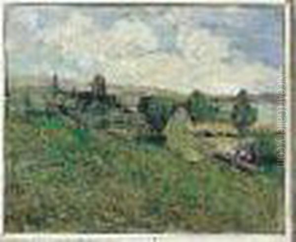 Chemin De Fer A Dudon. Huile Sur Toile Signee Et Datee 96 En Bas A Droite Oil Painting by Maxime Maufra