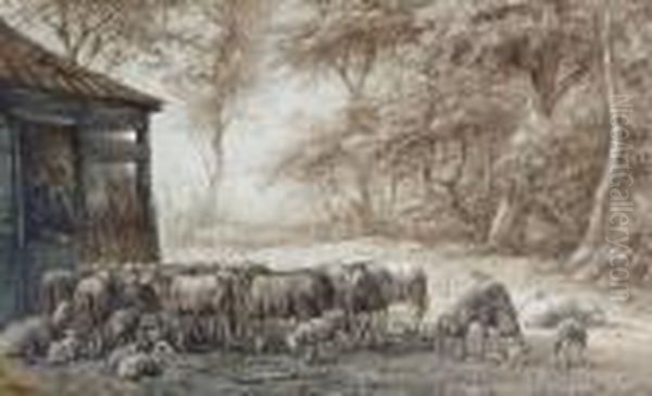 Shepherd And Flock Oil Painting by Anton Mauve