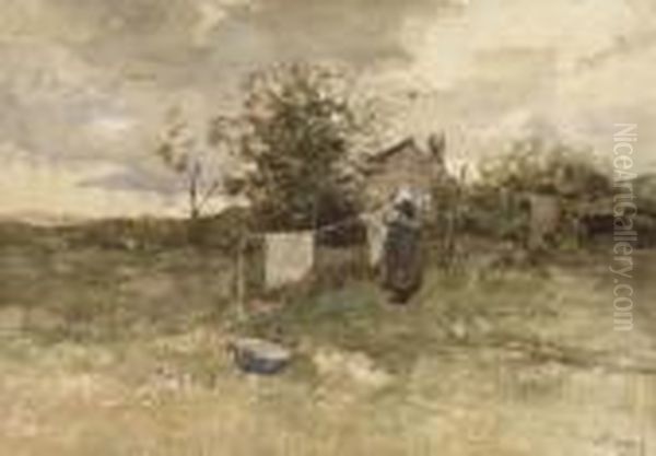 Aan De Was Oil Painting by Anton Mauve