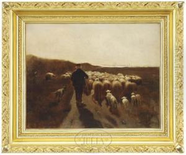 Returningwith The Flock Oil Painting by Anton Mauve