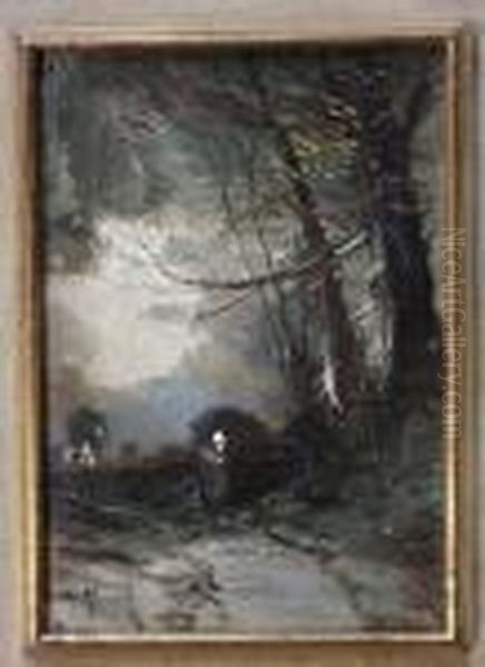 Paysanne Sur Le Chemin Sous Un Cielorageux Oil Painting by Anton Mauve