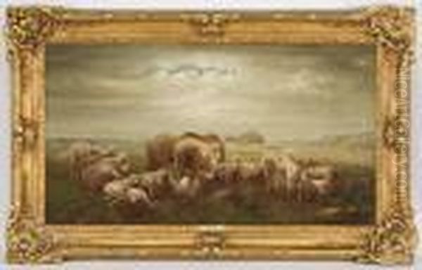 Sheep In A Landscape Oil Painting by Anton Mauve