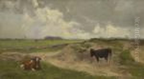 Zwei Kuhe In Wiesenlandschaft Oil Painting by Anton Mauve