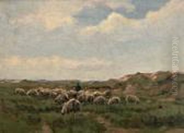 Herder Met Schaapkudde Oil Painting by Anton Mauve