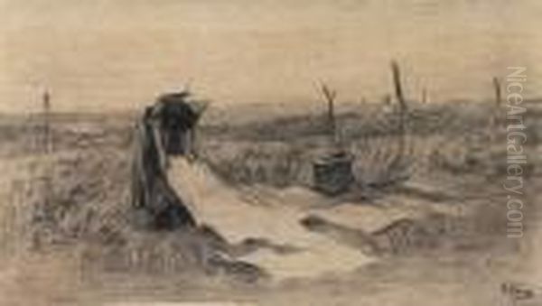 Bleaching Laundry In Thedunes Oil Painting by Anton Mauve