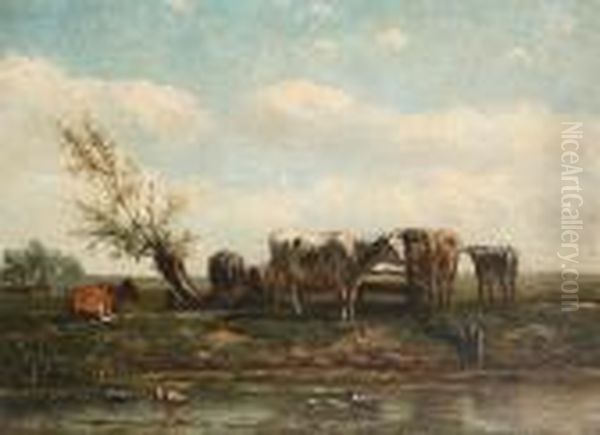 Cattle Resting By A Stream Oil Painting by Anton Mauve