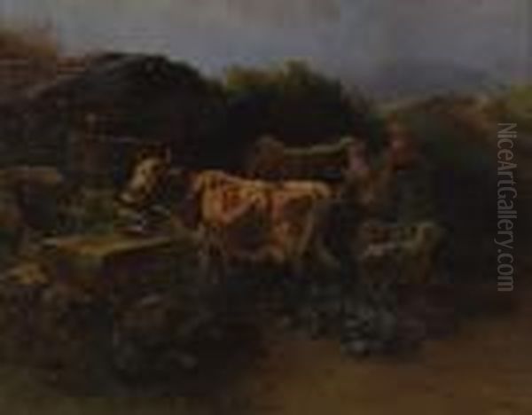 Cows Watering Oil Painting by Anton Mauve