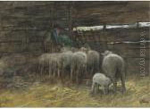 The Sheep Fold Oil Painting by Anton Mauve