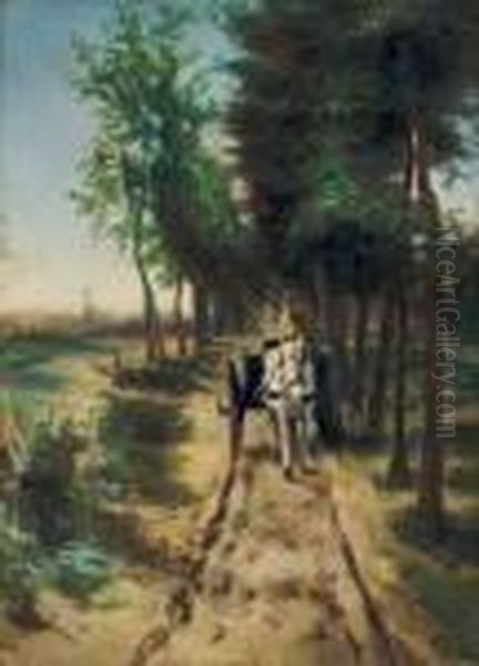 Horse Drawn Cart Oil Painting by Anton Mauve