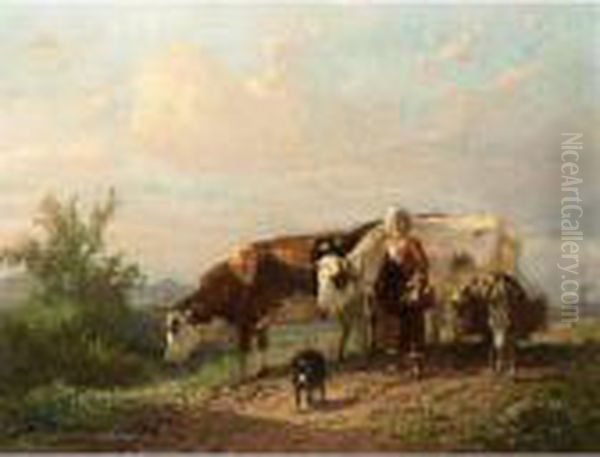 The Cowherdess Oil Painting by Anton Mauve