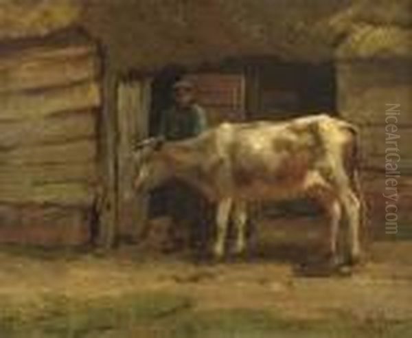 Outside The Stable Oil Painting by Anton Mauve