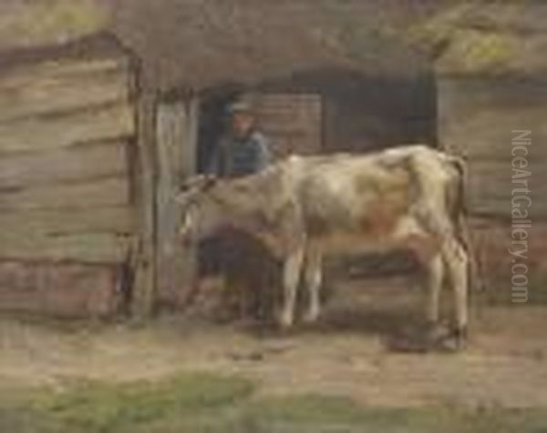 In The Cowshed Oil Painting by Anton Mauve